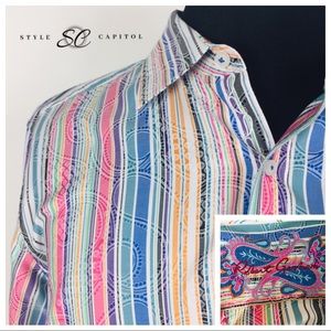 Robert Graham Men's Multicolored Striped Shirt XL